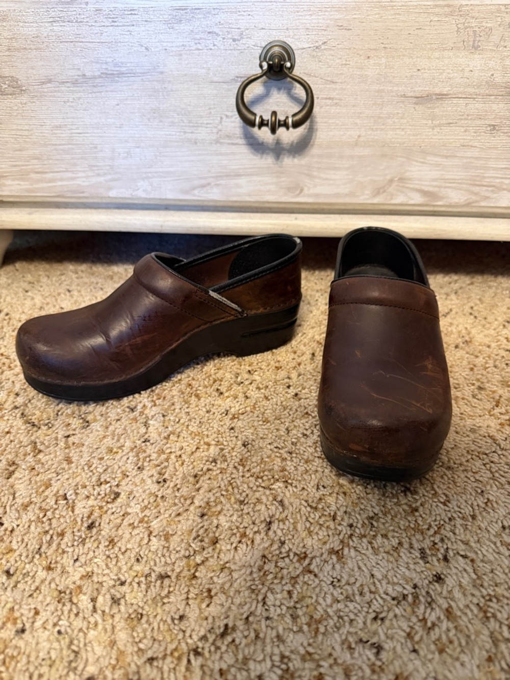 Women’s Dansko Brown Leather Slip-On Work Clogs- 37